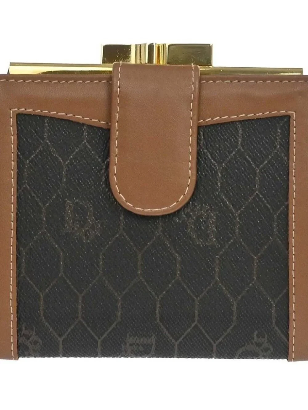 Christian Dior Black Brown Honeycomb Bifold Wallet 168177